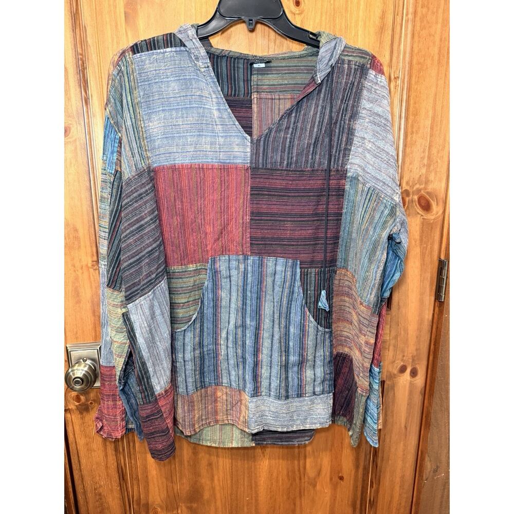 Culture Shop Baja Hippie Boho Hippie Festival Indie Striped Hoodie XL 100% Cotto